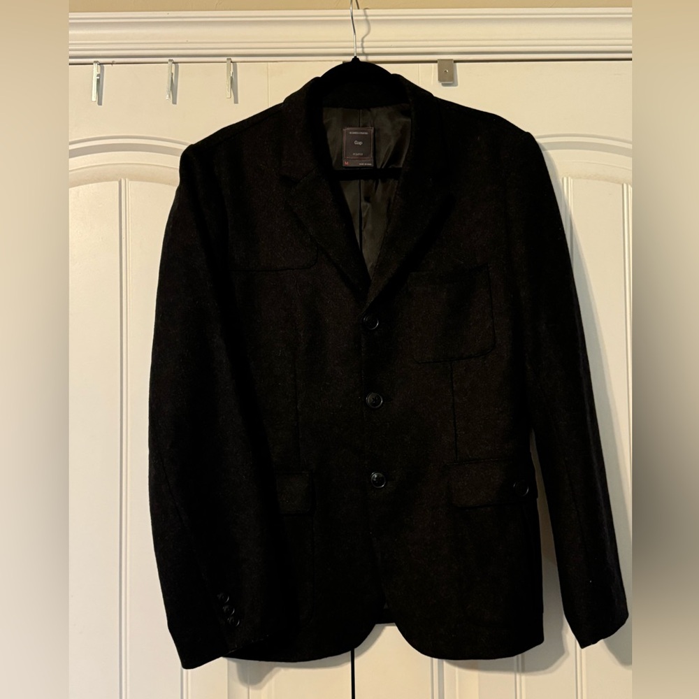Gap Men’s Wool blend 3-button blazer-Medium, Charcoal